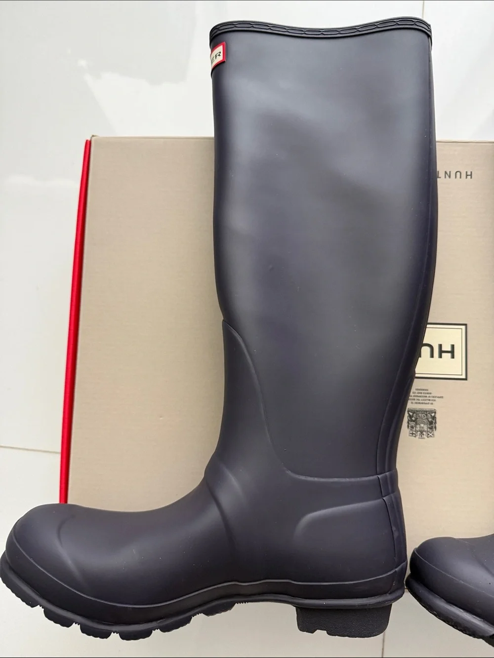 Hunter Women's Tall Navy Matte Waterproof Rain Boots